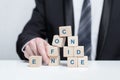 Wooden cubes with word confidence, business success, strategy, growth, confidence concept Royalty Free Stock Photo