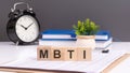 wooden cubes with word MBTI. MBTI short for Myers-Briggs Type Indicator Royalty Free Stock Photo