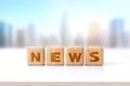 Wooden cubes word news concept. Royalty Free Stock Photo