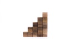 Wooden cubes. ZD blocks of wood in the shape of a pyramid. On a white background. Designer. Steps to achievement