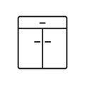 Wooden cupboard. Wardrobe icon. Logo concept. Modern art. Flat sign. Line design. Vector illustration. Stock image. Royalty Free Stock Photo