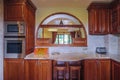 Wooden cupboards in the kitchen