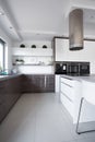 Wooden cupboards in modern kitchen