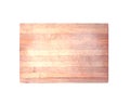 Wooden cutting board isolated on white background. Aged scratched surface. rectangular shape. Top view.