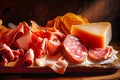 Wooden Cutting Board With Sliced Jamon, Farm Fresh Ham