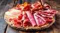 Wooden Cutting Board With Slices of Jamon Ham