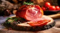 Wooden Cutting Board With Slices of Jamon Ham