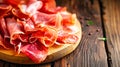 Wooden Cutting Board With Slices of Jamon Ham