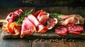 Wooden Cutting Board With Slices of Jamon Ham