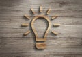 Wooden 3d lightbulb lamp innovation creativity energy symbol