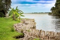 Wooden dam in traditional indian village Boca de Guama Nature Reserve Royalty Free Stock Photo