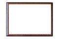 Wooden dark brown rectangular frame isolated on a white background Royalty Free Stock Photo