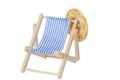 Wooden deck chair with sun hat Royalty Free Stock Photo