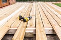 Wooden decking construction. Royalty Free Stock Photo