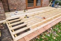 Wooden decking construction. Royalty Free Stock Photo