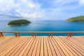 Wooden decking or flooring and tropical beach