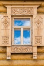 Wooden decorated window Royalty Free Stock Photo