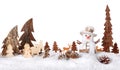 Wooden decoration as a cute winter scene