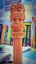 Wooden Decorative Ashoka Pillar National Emblem India Ashok Statue