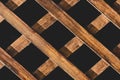 Wooden decorative brown mesh abstract gazebo interior pattern texture on black exterior wood background