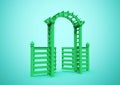 Wooden decorative fence with an arch. 3D rendering