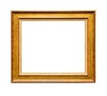 Wooden decorative picture frame with golden insets on white background Royalty Free Stock Photo