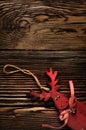 Wooden Deer Hanging Decoration on Wooden Table Royalty Free Stock Photo