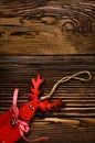 Wooden Deer Hanging Decoration on Wooden Table Royalty Free Stock Photo