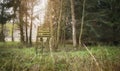 Wooden deer and wild boar hunting stand in forest Royalty Free Stock Photo