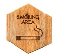 Wooden Designated smoking area sign Royalty Free Stock Photo
