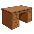 Wooden desk illustration featuring a rectangular shape with a warm brown finish. The Royalty Free Stock Photo