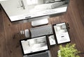 wooden desktop devices grand hotel Royalty Free Stock Photo