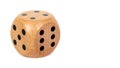 Wooden dice isolated on white background, Macro image with copy space Royalty Free Stock Photo