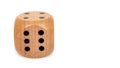 Wooden dice isolated on white background, Macro image with copy space Royalty Free Stock Photo