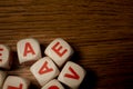 Wooden dice letters Royalty Free Stock Photo