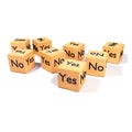 Wooden dice with Yes and No