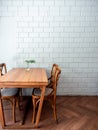 Wooden dining table and four chairs