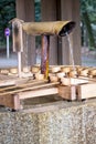 Wooden Dipper use to purify the body before visiting a shrine to worship ,that call in Japanese temizuya.