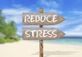 Wooden direction sign with reduce stress Royalty Free Stock Photo