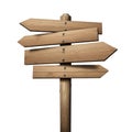 Wooden directional signposts, isolated on white background Royalty Free Stock Photo