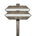 Wooden directional signposts, isolated on white background Royalty Free Stock Photo