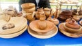 Wooden dishes. Traditionally hand-crafted dishes of indigenous wood pieces of exceptionally high quality exhibited at the fair