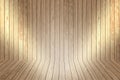 Wooden display background with spotlights