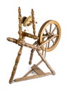 Wooden distaff, spinning wheel