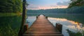 Wooden Dock in Middle of Lake Royalty Free Stock Photo