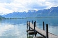 Wooden Dock in Geneva lake Royalty Free Stock Photo