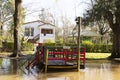 Wooden dock seen from boat in the Delta del Parana, Tigre Buenos Aires Argentina Royalty Free Stock Photo