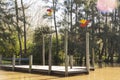 Wooden dock seen from boat in the Delta del Parana, Tigre Buenos Aires Argentina Royalty Free Stock Photo