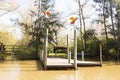 Wooden dock seen from boat in the Delta del Parana, Tigre Buenos Aires Argentina Royalty Free Stock Photo