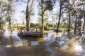 Wooden dock seen from boat in the Delta del Parana, Tigre Buenos Aires Argentina Royalty Free Stock Photo